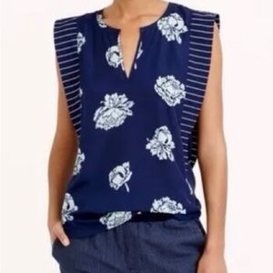 J Crew Pop Over Graphic Peony Blouse